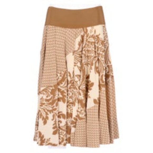 DKNY SILK PAISLEY SKIRT DONNA KARAN NEW YORK TAN BEIGE BOHO CIRCLE FULL MAXI 6